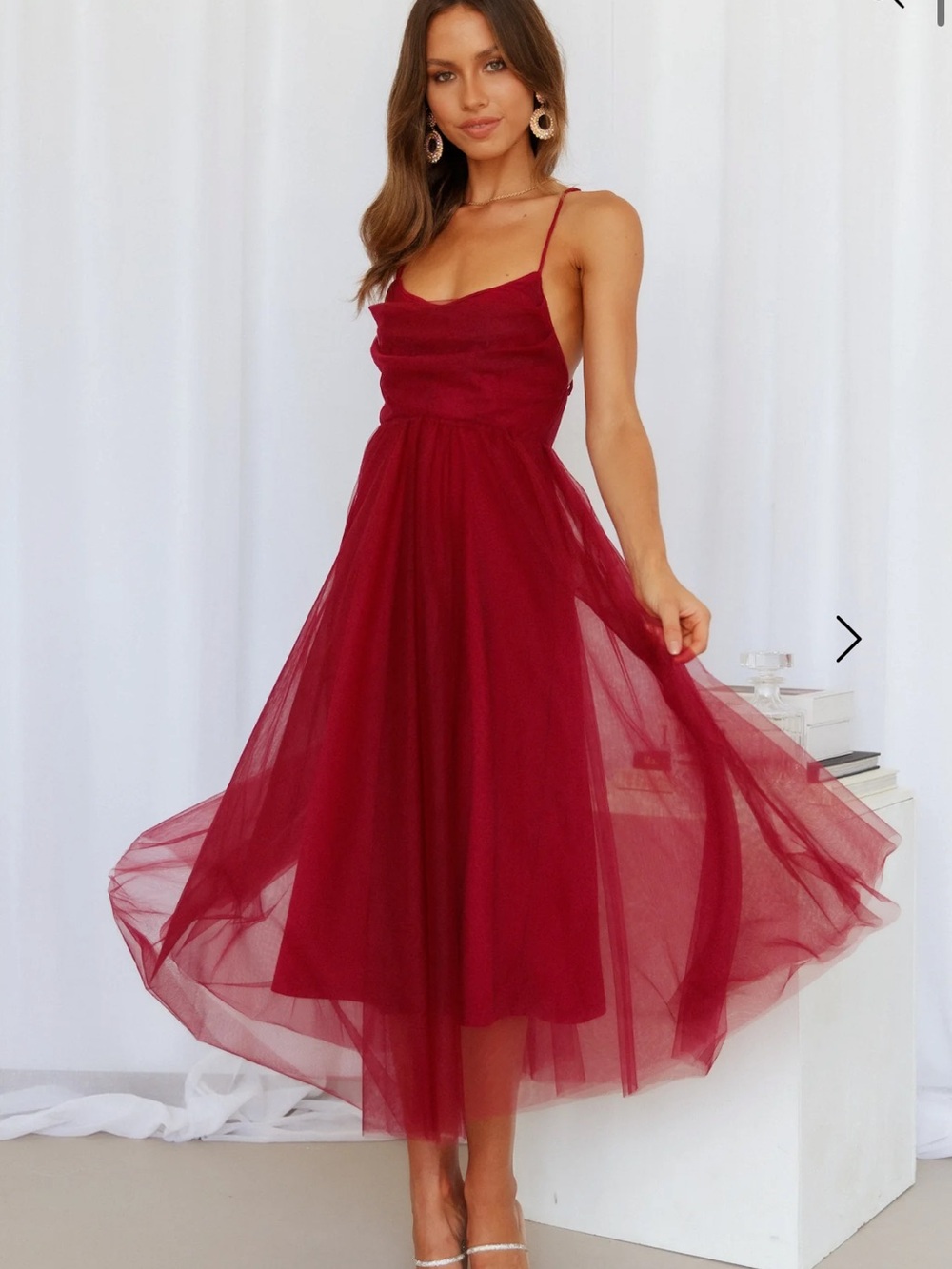 Fairy vibes midi dress Red- Hello Molly